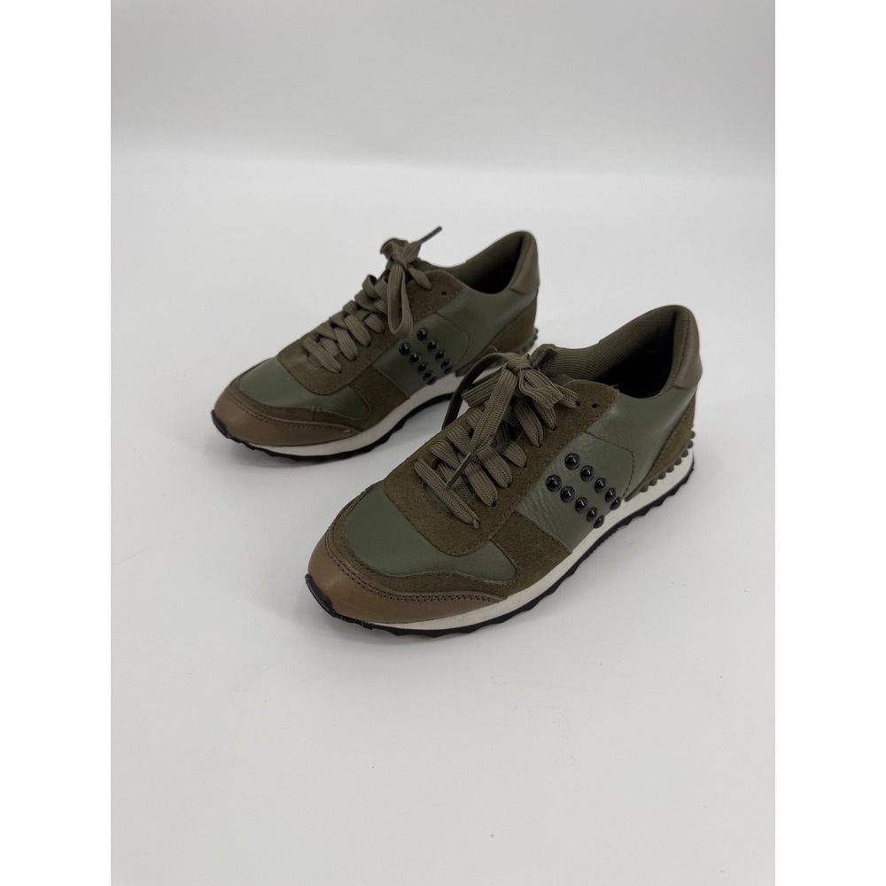 Coach C101 Olive Green Suede Leather Rivet Sneakers Low Top G5047 US 5.5B